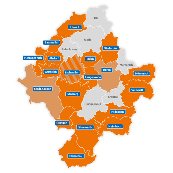 Karte mit allen Kommunen des Verbandgebiets der RegioEntsorgung