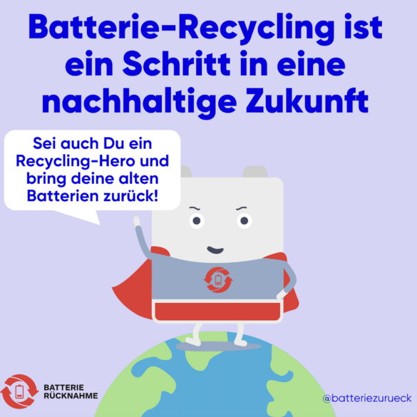 Eine lachende Batterie gibt den Hinweis zur richtigen Entsorgung von Batterien