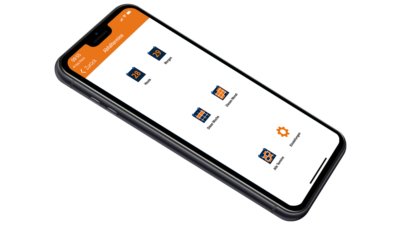 Smartphone Oberfläche mit der App "RE-entsorgt"